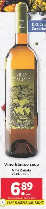 Lidl Vino blanco seco Viña Zanata 75 cl oferta
