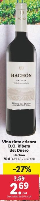 Lidl Vino tinto hachon oferta