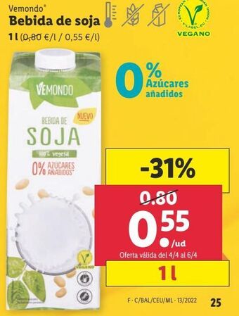 Lidl Bebida de soja oferta
