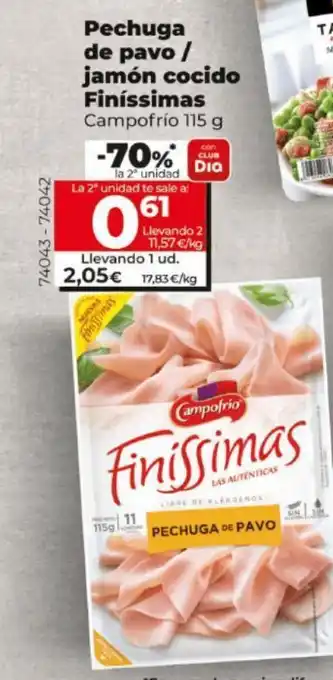 Maxi Dia Pechuga de pavo/jamón cocido campofrío oferta