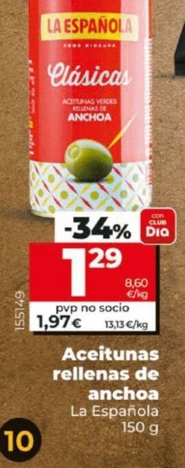 Maxi Dia Aceitunas rellenas de anchoa la española oferta