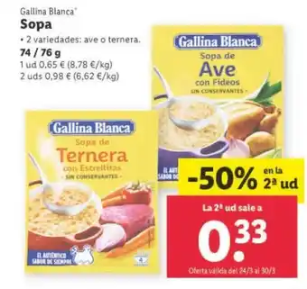 Lidl Sopa Gallina Blanca 74/76 g oferta