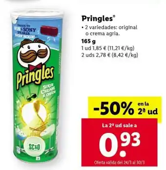 Lidl Pringles 165 g oferta