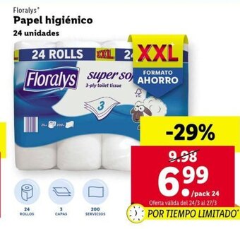 Lidl Floralys Papel higiénico 24 unidades oferta