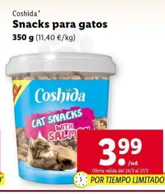 Lidl Coshida Snacks para gatos 350g oferta