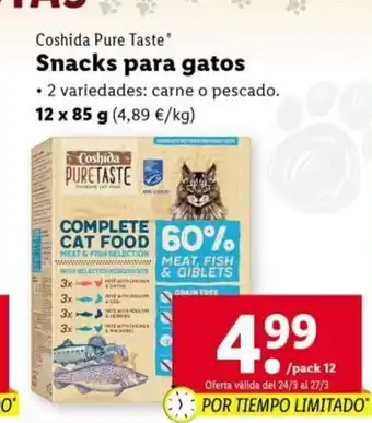 Lidl Coshita Pure Taste Snacks para gatos 12 x 85 g oferta
