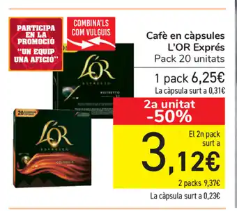 Carrefour L'Or Exprés Cafè en càpsules Pack 20 unitats oferta