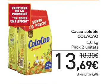 Carrefour Colacao Cacau soluble 1,6kg Pack 2 unitats oferta