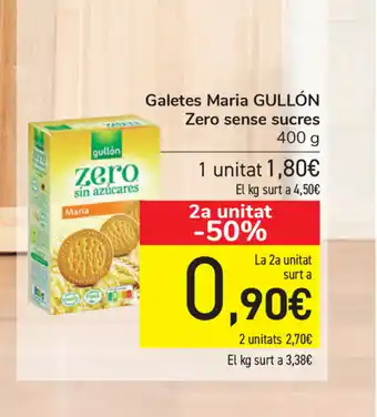 Carrefour Gullón Zero sense sucres Galetes Maria 400g oferta