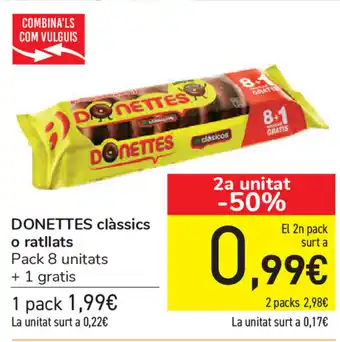 Carrefour Donettes clàssics o ratllats Pack 8 unitats + 1 gratis oferta