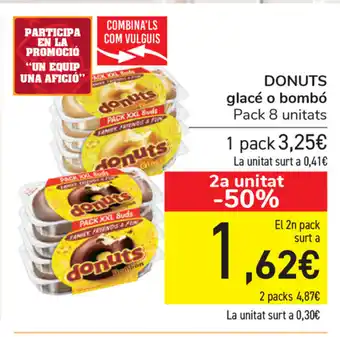 Carrefour Donuts Glacé o Bombó Pack 8 unitats oferta