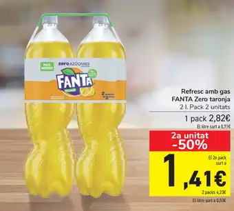 Carrefour Fanta Zero Taronja Refresc amb gas 2l. Pack 2 unitats oferta
