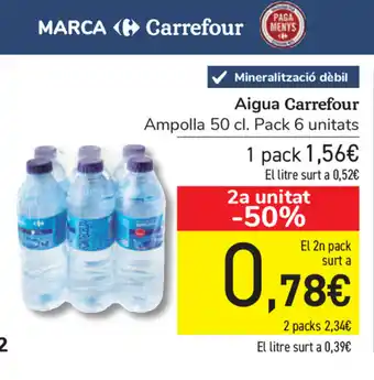 Carrefour Carrefour Aigua 50cl. Pack 6 unitats oferta