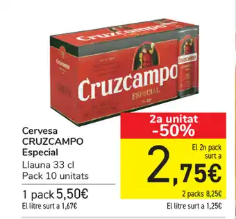 Carrefour Cruzcampo Especial Cervesa 33cl Pack 10 unitats oferta