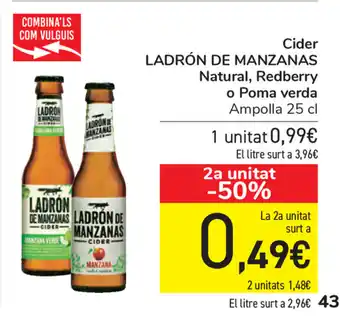 Carrefour Ladrón de Manzanas Cider Natural, Redberry o Poma verda 25cl oferta