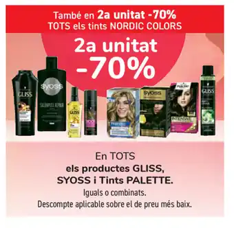 En Tots Gliss, Syoss i Pallette Tints els productes