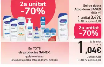 Carrefour Sanex Gel de dutxa Atopiderm 600ml oferta