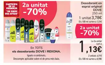Carrefour Dove Desodorante en esprai original 250ml oferta