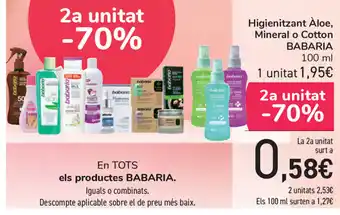 Carrefour Babaria Higienitzant Àloe, Mineral o Cotton 100ml oferta
