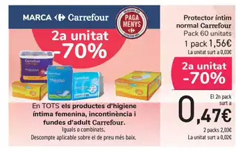 Carrefour Carrefour Protector íntim normal Pack 60 unitats oferta