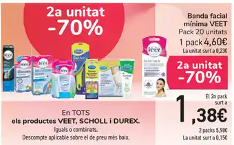 Carrefour Veet Banda facial mínima Pack 20 unitats oferta