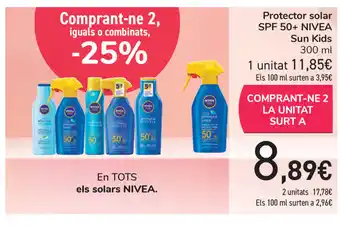 Carrefour Nivea Sun Kids Protector Solar SPF 50+ 300ml oferta