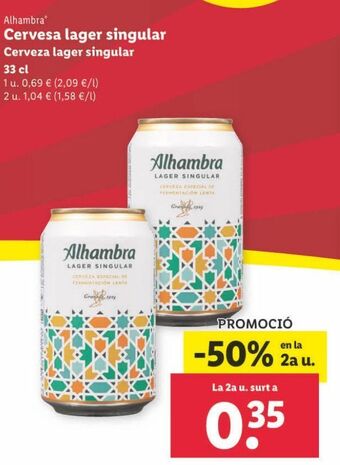 Lidl Cerveza alhambra oferta