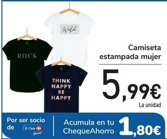 Carrefour Camiseta estampada mujer oferta