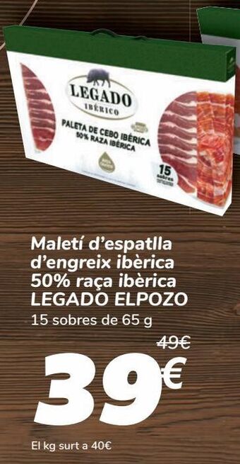 Carrefour Maletín de paleta de cebo ibérica 50% raza ibérica legado el pozo oferta