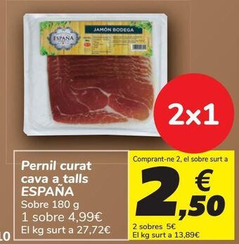 Carrefour Jamón curado bodega en lonchas españa oferta