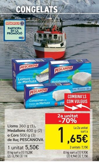 Carrefour Lomos medallones o corazones de merluza pescanova oferta