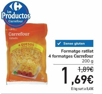 Carrefour Queso rallado 4 quesos carrefour sin gluten oferta