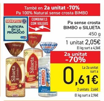 Carrefour Pan sin corteza bimbo o silueta oferta