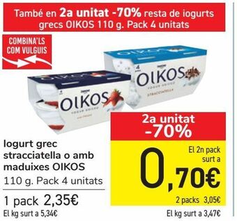 Carrefour Yogur griego straciatella o con fresas oikos oferta