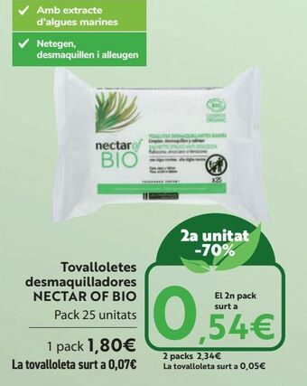 Carrefour Toallitas desmaquillantes nectar of bio oferta