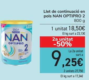 Carrefour Leche de continuación en polvo nan optipro 2 oferta