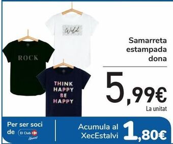 Carrefour Camiseta estampada mujer oferta