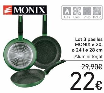 Carrefour Lote 3 sartenes monix 20, 24 y 28 cm oferta