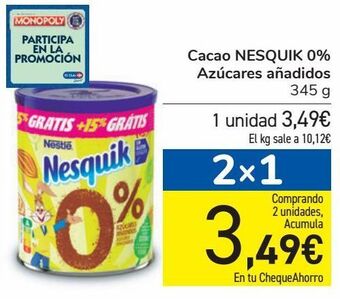 Carrefour Cacao nesquik 0% azúcares añadidos oferta
