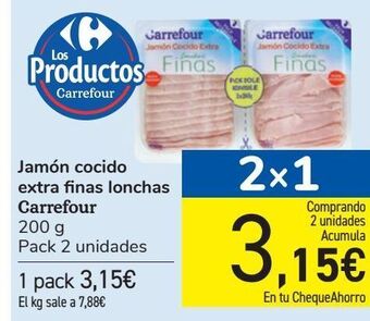 Carrefour Jamón cocido extra finas lonchas carrefour oferta
