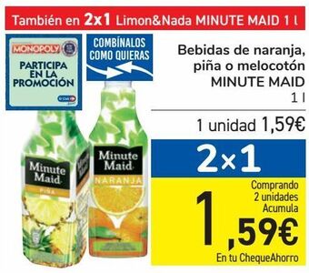 Carrefour Bebidas de naranja, piña o melocotón minute maid oferta