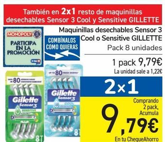 Carrefour Maquinillas desechables sensor 3 cool o sensitive gillette oferta