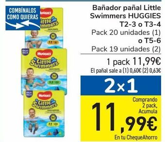 Carrefour Bañador pañal little swimmers huggies t2-3 o t3-4 o t5-6 oferta