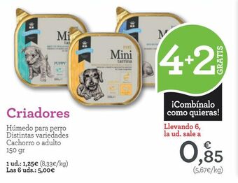TiendAnimal Criadores húmedo para perro distintas variedades cachorro o adulto 150 gr oferta