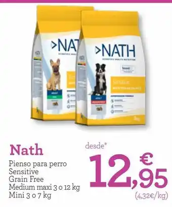 Nath pienso para perro sensitive grain free medium maxi 3 o 12 kg mini 3 o 7 kg