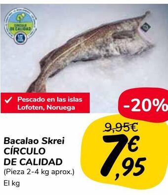 Carrefour Market Bacalao skrei círculo de calidad (pieza 2-4 kg aprox.) oferta