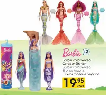 Eroski Barbie color reveal sirenas arcoiris - varios modelos sorpresa oferta