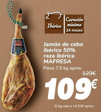Carrefour Jamón de cebo ibérico 50% raza ibérica mafresa oferta
