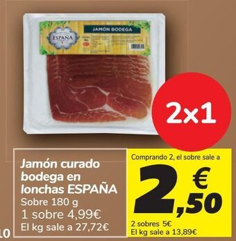 Carrefour Jamón curado bodega en lonchas españa oferta