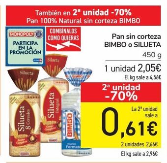 Carrefour Pan sin corteza bimbo o silueta oferta